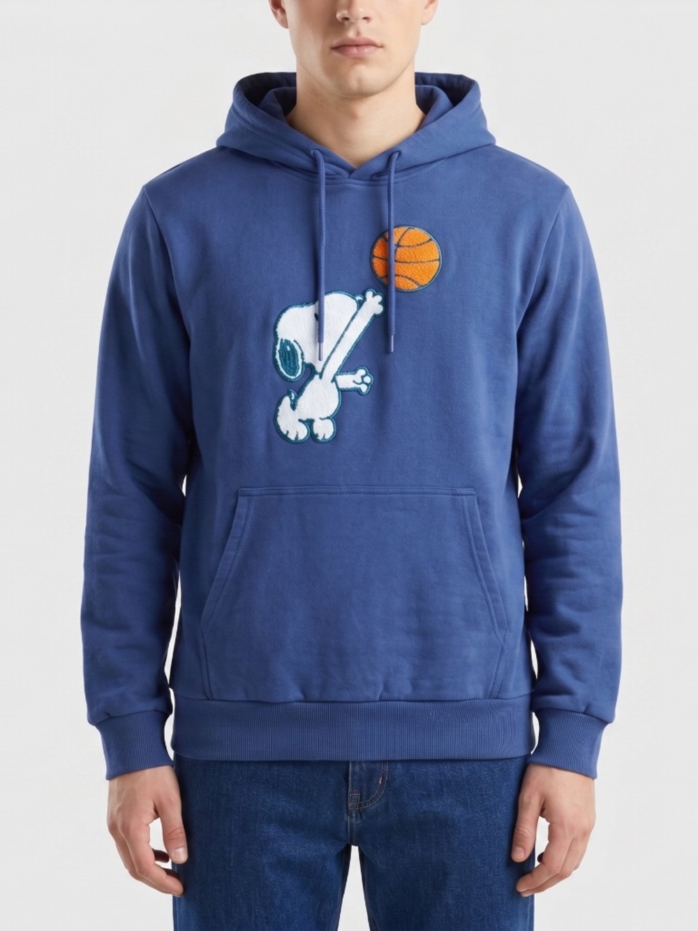 Peanuts Men Medium Blue Hoodie Snoopy Graphic Hooded Sweatshirt M